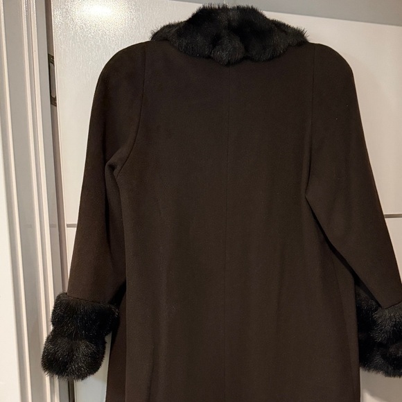 ALORNA VINTAGE BROWN WOOL FUR COAT JACKET SIZE L (would fit XL) - Picture 11 of 16